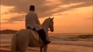 Ким Чен Ын задумчиво стоит на пляже верхом на коне | Kim Jong Un riding a horse on the beach
