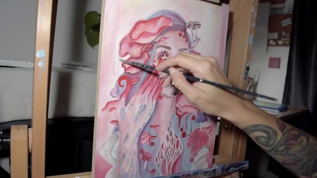 Creepy Mushroom Psychedelic Oil Painting Time Lapse |