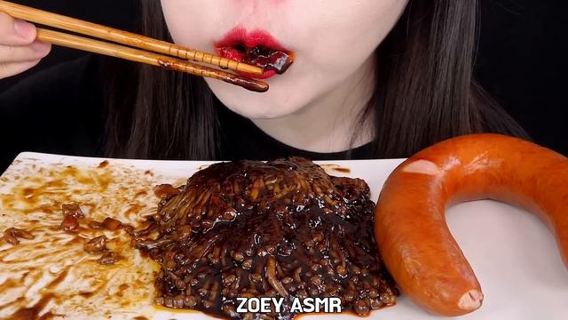 ASMR TRUFFLE BLACK BEAN NOODLES SPICY ENOKI MUSHROOMS 짜장불닭팽이버섯 트러플짜파게티 먹방 MUKBANG EATING SOUNDS 咀嚼音