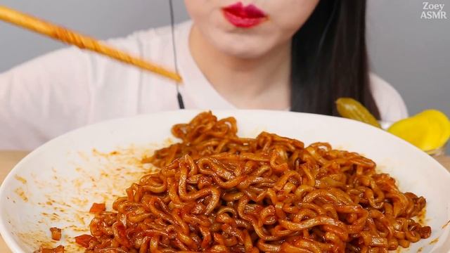 ASMR BLACK BEAN NOODLES + FIRE NOODLES 불닭게티 먹방 NO TALKING EATING SOUNDS MUKBANG