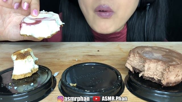 ** ASMR MINI CHEESECAKES ** (Soft Sticky Eating Sounds) Crème Brûlée + Chocolate Truffle ASMR Phan смотреть онлайн