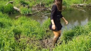 CASADEI High heels boots in deep mud, high heels boots stuck in mud, abused boots in mud (vol. 33)