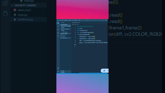 Python Security Camera 😍 I #shorts  #viral #pythonprogramming #python