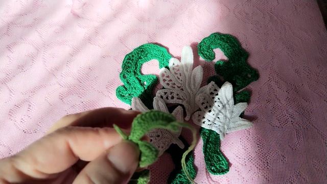 Вязание Ирландского кружева, листик смотреть онлайн