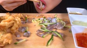 MUKBANG ASMR ♥ RAW OCTOPUS ♥ DEEP FRIED SQUID & SHRIMP / CRUNCH / EATING SOUND 산낙지 탕탕이 새우튀김 오징어튀김 먹