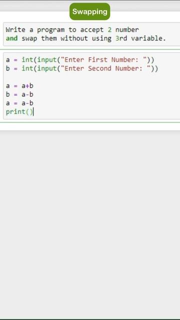 Swapping Number in Python #shorts  #python #tech #tutorial #Shorts
