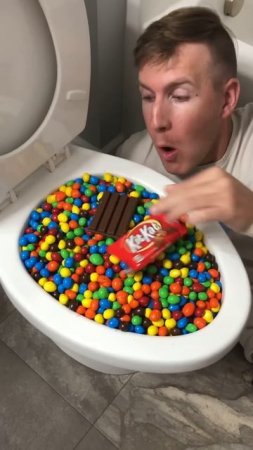 Experiment: Eating M&M’s Kit Kat Candy out of the Toilet #shorts