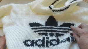 КОФТА С КАПЮШОНОМ АДИДАС. ВЯЗАНИЕ НА МАШИНЕ.