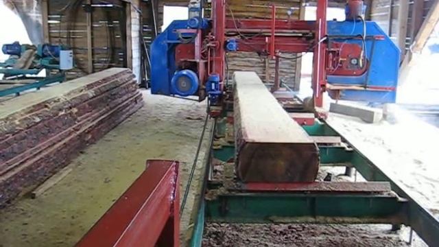 Распиловка лиственницы на пилораме Радуга-2М смотреть онлайн