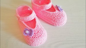 Пинетки туфельки для девочки крючком. Подошва 10 см.