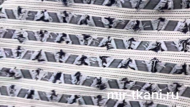 Хлопковая ткань жаккард арт.12-9328 полоска с бахр цв.сине-белый 213 г/м2
