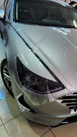 Hyundai Sonata - забронировали прозрачной плёнкой капот, часть крыши, стойки и лобовое