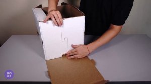 [Видео инструкция] Стеллажный ящик из картона Майт