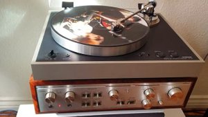 Luxman L-450 Integrated Amplifier / Luxman PX-100 Turntable.  Focal Chorus 807V Speakers.