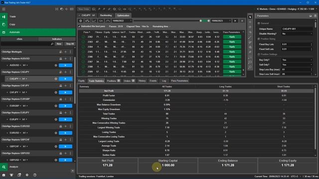cTrader Neptune Trading Quick Optimization