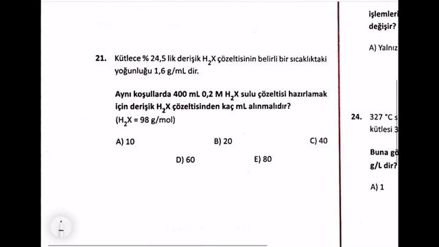 ÖZDEBİR-AYT KİMYA 2. Deneme Sınavı (9-10-11Aralık 2022) / Sınav Kodu Y2222 AYT Yeterlilik Testi