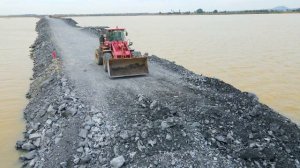 Строительство, дорога на озере, очередной обзор