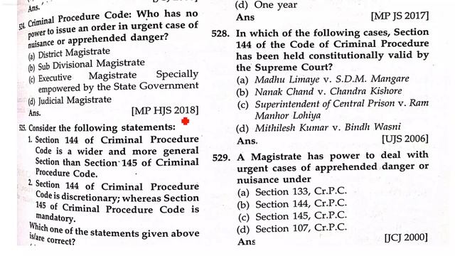 CHAPTER X | MAINTENANCE OF PUBLIC ORDER AND TRANQUILLITY #crpc  #important #law MCQs #judiciary