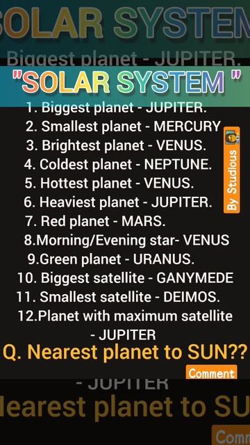 Solar system important facts #solarsystem #geography #importanttopics #shorts #ytshort смотреть онлайн