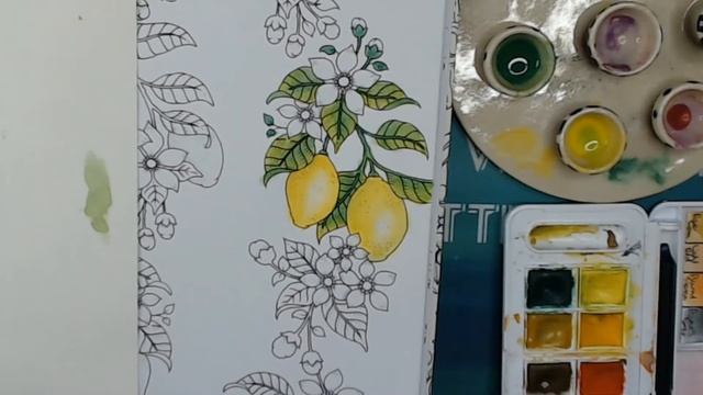 Watercoloring Lemons in Worlds of Wonder by Johanna Basford смотреть онлайн