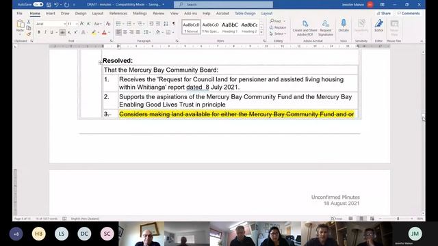 18 August 2021 -  Mercury Bay Community Board Meeting