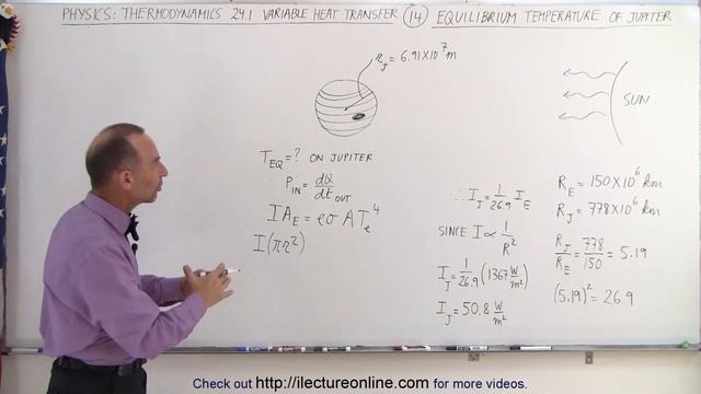 Physics 24.1  Variable Heat Transfer 14 of 25 Equilibrium Temperature of Jupiter