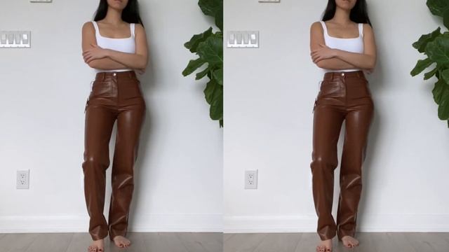 ARITZIA VEGAN LEATHER PANTS | TRY-ON смотреть онлайн