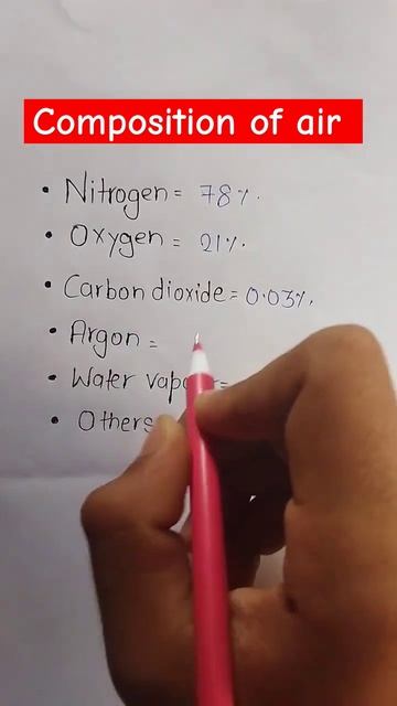Composition of air on earth🌎 #youtubeshorts #shortvideo #science #study 📚✏📚✏
