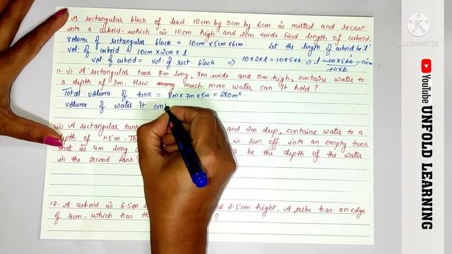 ICSE|Mathematics|Class8|A Das Gupta|Mensuration |2-Volume & Surface area|Ex- 2(A)| @UNFOLD LEARNING