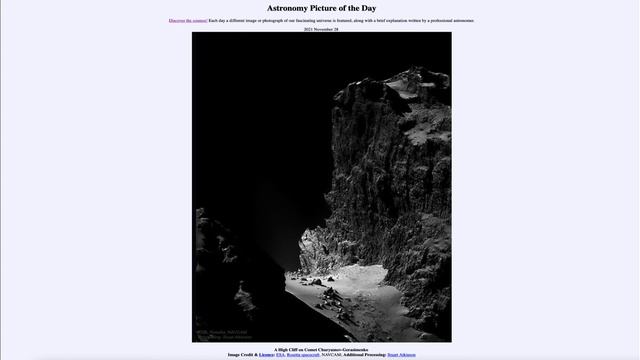 2021 November 28  A High Cliff on Comet ChuryumovGerasimenko