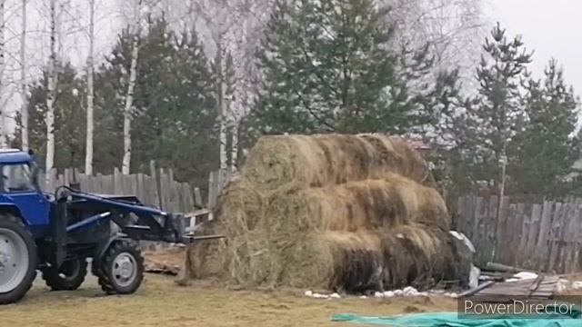 МТЗ-82 подвозит рулоны сена смотреть онлайн