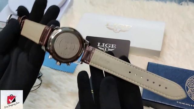 LIGE 9866 White Dial Chocolate Belt Watch || Easy Shopping Zone || Watch Unboxing in Bangladesh || смотреть онлайн