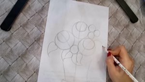 Эскиз розы в корзине