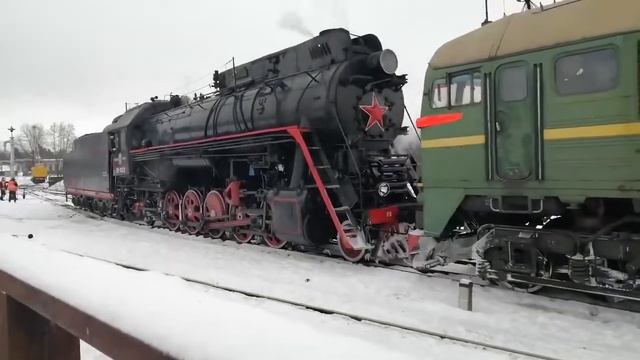 М62-1696. ЛВ-0522. Ставят паровоз на обслуживание. Сортавала. смотреть онлайн