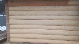 Шлифовка сруба бани.