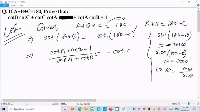 Prove that cotB cotC + cotC cotA + cotA cotB = 1 смотреть онлайн