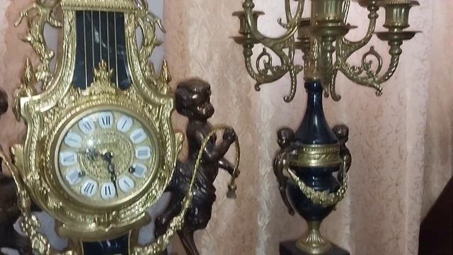 Часы бронза, мрамор, Италия, механические