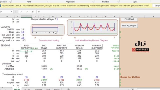 EP 8. Analysis & Design of a reinforced concrete continuous beam with RCC 95 excel spreadsheet. смотреть онлайн