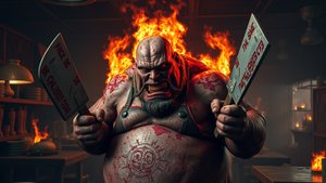 D.O.Z. survival, сгоревший ресторан, раскалённый мясник.