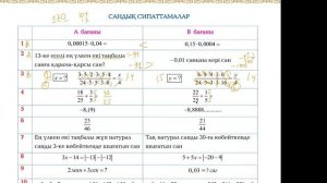 НИШ II ТУР  Сандық сипаттамалар  1-10