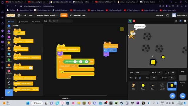 how to make a asteroid shooter game in scratch part 4 смотреть онлайн
