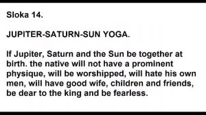 JUPITER SATURN SUN YOGA ( SARAVALI 14 OF Chapter16 )