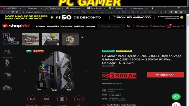 COMPUTADOR PICHAU GAMER ATLAUA III, AMD RYZEN 5 5600X, GEFORCE RTX 3060 12GB, 16GB DDR4, SSD M.2 48