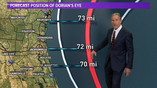 Hurricane Dorians core 250 miles from Jacksonville maximum sustained winds of 110 mph