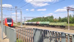 разнообразие подвижного состава на станциях мцд Оставьево красный Строитель перева