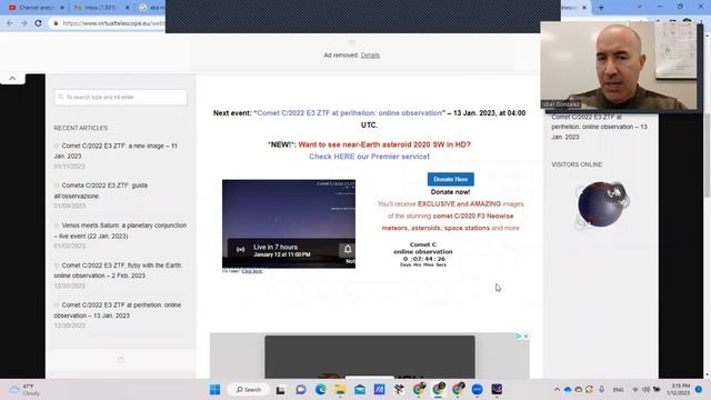En breve transmisión en vivo del cometa C/2023 ZTF durante su paso por el perihelio!!! смотреть онлайн