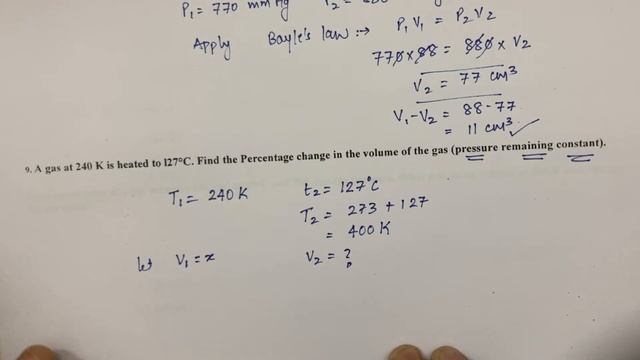 Numerical Problems Gas Laws (8,9)