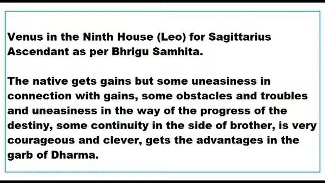venus in 9th House for sagittarius Ascendant as per Bhrigu Samhita смотреть онлайн