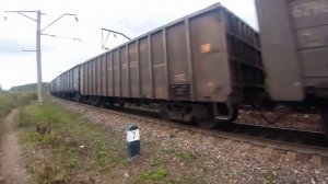 Электровоз 3ЭС5К-296 "Ермак" с грузовым поездом.