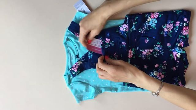 Комплект девочке Carters комбинезон мятный. Мода детям 2017 г.